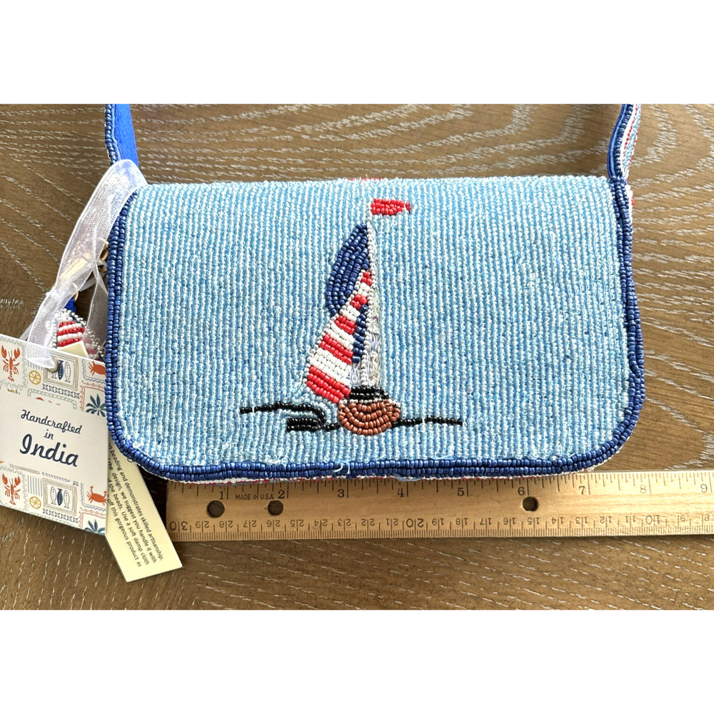 NWT Viral Tik Tok Hand Beaded Sailboat Shoulder Bag Matching Charm Artisanal - Picture 5 of 7